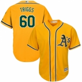 Men's Majestic Oakland Athletics #60 Andrew Triggs Replica Gold Alternate 2 Cool Base MLB Jersey