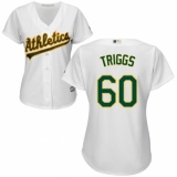 Women's Majestic Oakland Athletics #60 Andrew Triggs Replica White Home Cool Base MLB Jersey