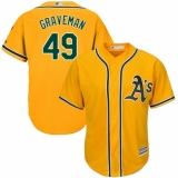 Men's Majestic Oakland Athletics #49 Kendall Graveman Replica Gold Alternate 2 Cool Base MLB Jersey