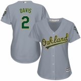 Women's Majestic Oakland Athletics #2 Khris Davis Replica Grey Road Cool Base MLB Jersey
