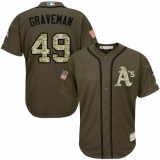 Men's Majestic Oakland Athletics #49 Kendall Graveman Replica Green Salute to Service MLB Jersey