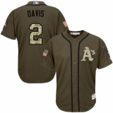 Men's Majestic Oakland Athletics #2 Khris Davis Replica Green Salute to Service MLB Jersey