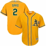 Youth Majestic Oakland Athletics #2 Khris Davis Replica Gold Alternate 2 Cool Base MLB Jersey