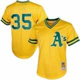 Men's Mitchell and Ness Oakland Athletics #35 Rickey Henderson Authentic Gold 1984 Throwback MLB Jersey