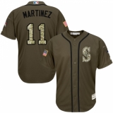 Youth Majestic Seattle Mariners #11 Edgar Martinez Authentic Green Salute to Service MLB Jersey