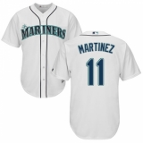 Youth Majestic Seattle Mariners #11 Edgar Martinez Authentic White Home Cool Base MLB Jersey
