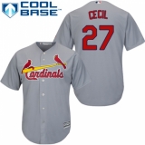 Men's Majestic St. Louis Cardinals #27 Brett Cecil Replica Grey Road Cool Base MLB Jersey