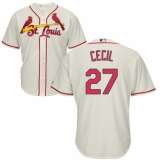 Youth Majestic St. Louis Cardinals #27 Brett Cecil Replica Cream Alternate Cool Base MLB Jersey