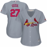 Women's Majestic St. Louis Cardinals #27 Brett Cecil Authentic Grey Road Cool Base MLB Jersey