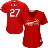 Women's Majestic St. Louis Cardinals #27 Brett Cecil Authentic Red Alternate Cool Base MLB Jersey