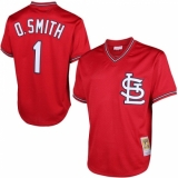 Men's Mitchell and Ness 1996 St. Louis Cardinals #1 Ozzie Smith Authentic Red Throwback MLB Jersey