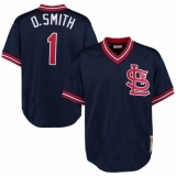 Men's Mitchell and Ness 1994 St. Louis Cardinals #1 Ozzie Smith Authentic Navy Blue Throwback MLB Jersey