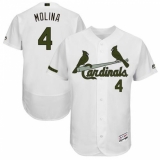 Men's Majestic St. Louis Cardinals #4 Yadier Molina White Memorial Day Authentic Collection Flex Base MLB Jersey