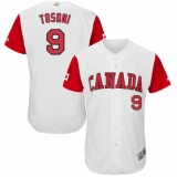 Men's Canada Baseball Majestic #9 Rene Tosoni White 2017 World Baseball Classic Authentic Team Jersey