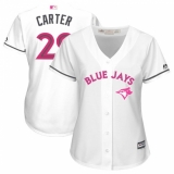 Women's Majestic Toronto Blue Jays #29 Joe Carter Authentic White Mother's Day Cool Base MLB Jersey