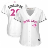 Women's Majestic Toronto Blue Jays #20 Josh Donaldson Authentic White Mother's Day Cool Base MLB Jersey