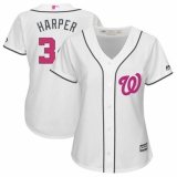Women's Majestic Washington Nationals #34 Bryce Harper Replica White Mother's Day Cool Base MLB Jersey