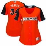 Women's Majestic Washington Nationals #34 Bryce Harper Authentic Orange National League 2017 MLB All-Star MLB Jersey