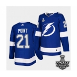 Men's Adidas Lightning #21 Brayden Point Blue Home Authentic 2021 Stanley Cup Jersey