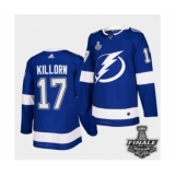 Men's Adidas Lightning #17 Alex Killorn Blue Home Authentic 2021 Stanley Cup Jersey
