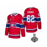 Men's Adidas Canadiens #62 Artturi Lehkonen Red Road Authentic 2021 Stanley Cup Jersey