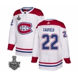 Men's Adidas Canadiens #22 Cole Caufield White Road Authentic 2021 Stanley Cup Jersey