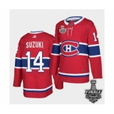 Men's Adidas Canadiens #14 Nick Suzuki Red Road Authentic 2021 Stanley Cup Jersey