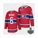Men's Adidas Canadiens #6 Shea Weber Red Road Authentic 2021 Stanley Cup Jersey
