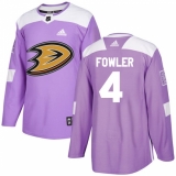 Men's Adidas Anaheim Ducks #4 Cam Fowler Authentic Purple Fights Cancer Practice NHL Jersey
