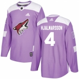Youth Adidas Arizona Coyotes #4 Niklas Hjalmarsson Authentic Purple Fights Cancer Practice NHL Jersey