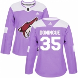 Women's Adidas Arizona Coyotes #35 Louis Domingue Authentic Purple Fights Cancer Practice NHL Jersey