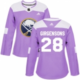 Women's Adidas Buffalo Sabres #28 Zemgus Girgensons Authentic Purple Fights Cancer Practice NHL Jersey