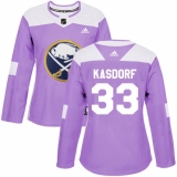 Women's Adidas Buffalo Sabres #33 Jason Kasdorf Authentic Purple Fights Cancer Practice NHL Jersey