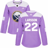 Women's Adidas Buffalo Sabres #22 Johan Larsson Authentic Purple Fights Cancer Practice NHL Jersey