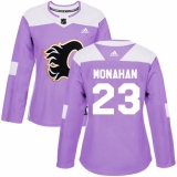Women's Reebok Calgary Flames #23 Sean Monahan Authentic Purple Fights Cancer Practice NHL Jersey