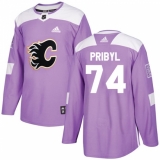 Youth Reebok Calgary Flames #74 Daniel Pribyl Authentic Purple Fights Cancer Practice NHL Jersey