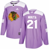 Men's Adidas Chicago Blackhawks #21 Stan Mikita Authentic Purple Fights Cancer Practice NHL Jersey
