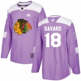 Men's Adidas Chicago Blackhawks #18 Denis Savard Authentic Purple Fights Cancer Practice NHL Jersey