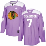 Youth Adidas Chicago Blackhawks #7 Brent Seabrook Authentic Purple Fights Cancer Practice NHL Jersey