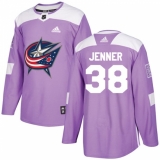 Youth Adidas Columbus Blue Jackets #38 Boone Jenner Authentic Purple Fights Cancer Practice NHL Jersey