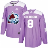 Men's Adidas Colorado Avalanche #8 Joe Colborne Authentic Purple Fights Cancer Practice NHL Jersey