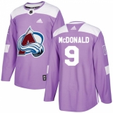 Youth Adidas Colorado Avalanche #9 Lanny McDonald Authentic Purple Fights Cancer Practice NHL Jersey