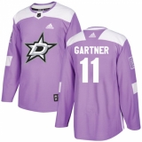 Men's Adidas Dallas Stars #11 Mike Gartner Authentic Purple Fights Cancer Practice NHL Jersey