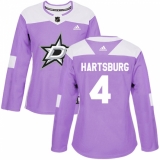 Women's Adidas Dallas Stars #4 Craig Hartsburg Authentic Purple Fights Cancer Practice NHL Jersey