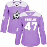 Women's Adidas Dallas Stars #47 Alexander Radulov Authentic Purple Fights Cancer Practice NHL Jersey