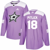 Youth Adidas Dallas Stars #18 Tyler Pitlick Authentic Purple Fights Cancer Practice NHL Jersey