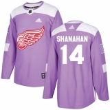 Youth Adidas Detroit Red Wings #14 Brendan Shanahan Authentic Purple Fights Cancer Practice NHL Jersey
