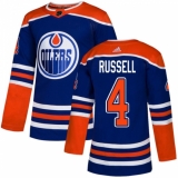 Youth Adidas Edmonton Oilers #4 Kris Russell Authentic Royal Blue Alternate NHL Jersey
