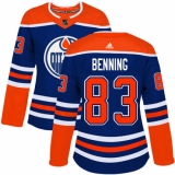 Women's Adidas Edmonton Oilers #83 Matt Benning Authentic Royal Blue Alternate NHL Jersey