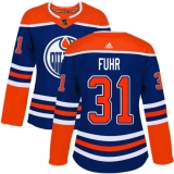 Women's Adidas Edmonton Oilers #31 Grant Fuhr Authentic Royal Blue Alternate NHL Jersey